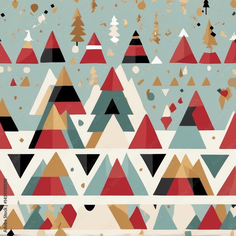 Obraz premium Seamless Flat Design Vector Christmas Pattern with Minimalist Holiday Icons