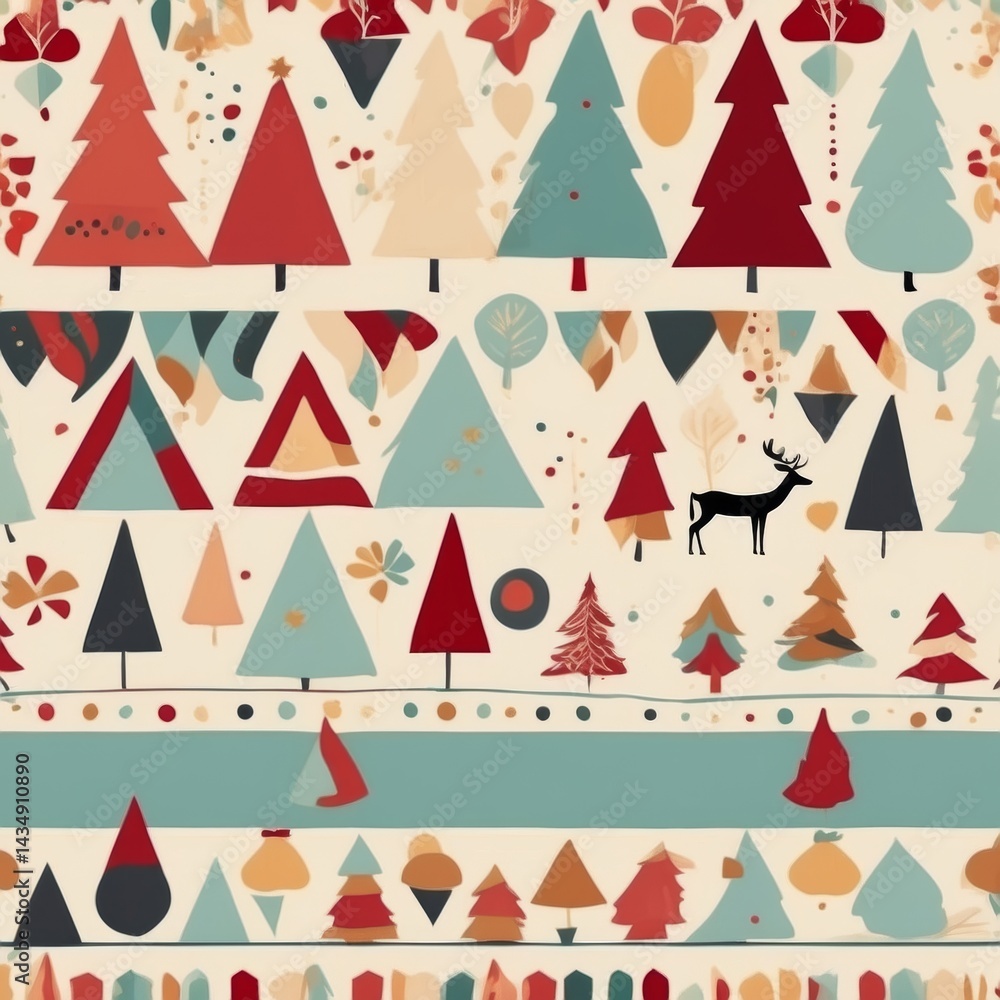 Seamless Flat Design Vector Christmas Pattern with Minimalist Holiday Icons
Seamless Flat Design Vector Christmas Pattern with Minimalist Holiday Icons