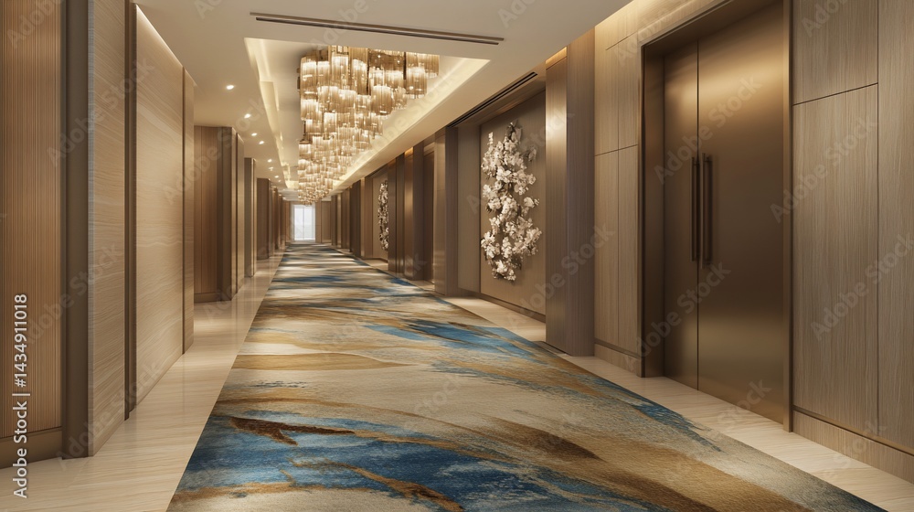 Elegant hotel corridor with modern design