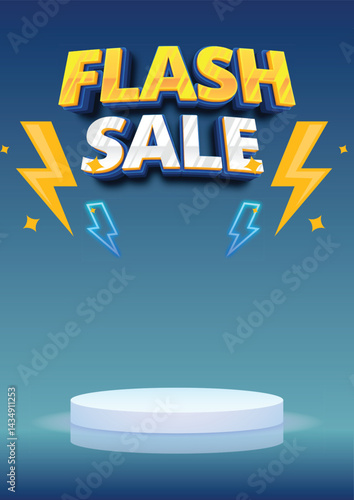 flash sale promotions with a blue podium