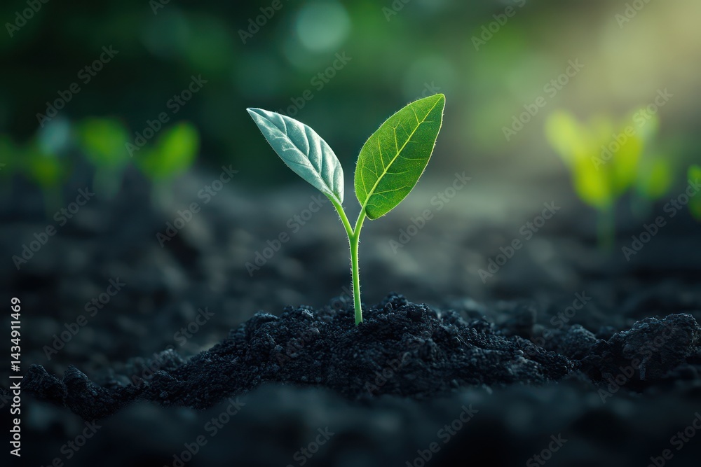 Fototapeta premium Sprout emerging from soil growth concept