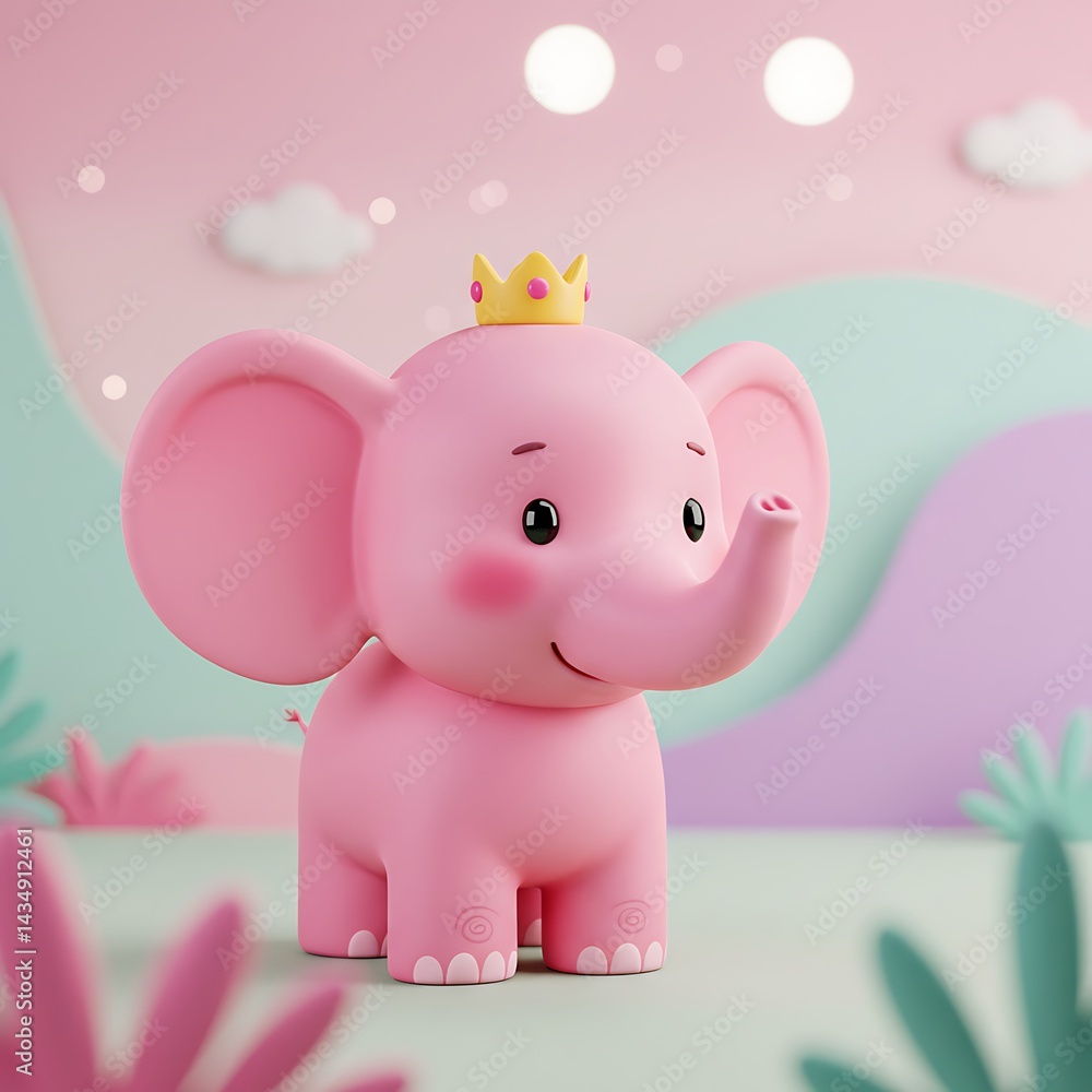 Pastel Princess: A 3D Rendered Elephant AI Generated Pastel Princess: A 3D Rendered Elephant AI Generated