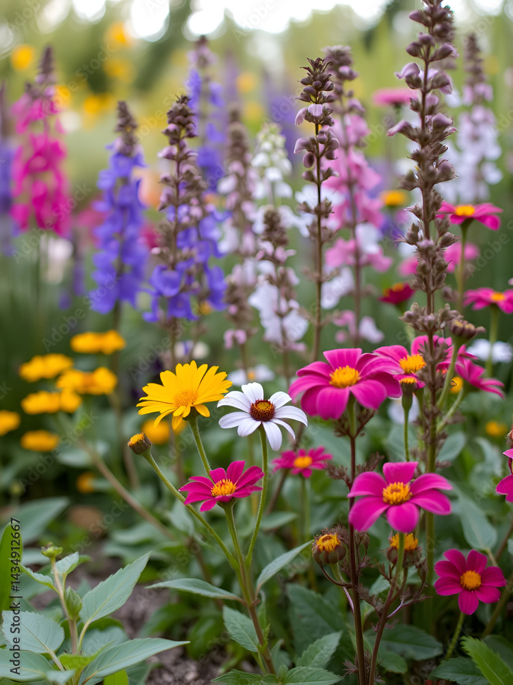 Obraz premium Realistic flowering plants foreground