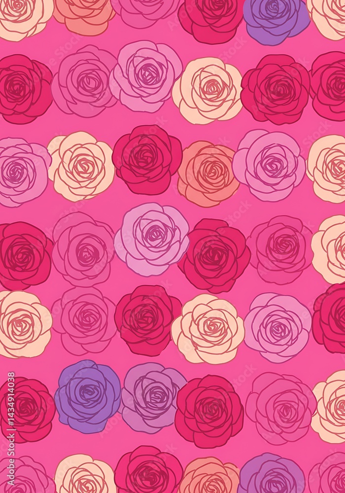 Rose Rhapsody: A Hand-Drawn Floral Pattern AI Generated Rose Rhapsody: A Hand-Drawn Floral Pattern AI Generated
