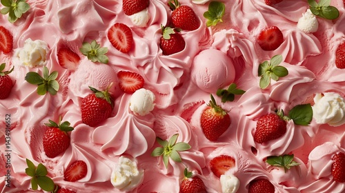 Obraz na płótnie Pink strawberry ice cream swirls w salonie