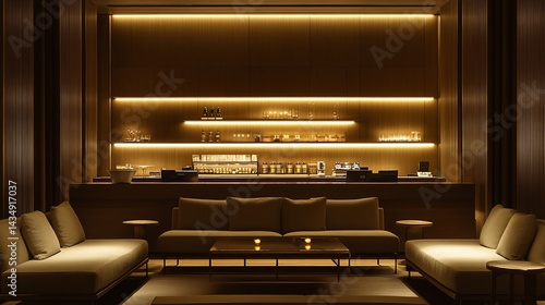 Obraz na płótnie Luxurious, modern lounge area with warm lighting w salonie