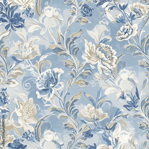 Whimsical Blooms: A Blue Watercolor Dream AI Generated