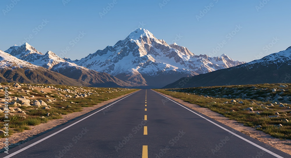 Fototapeta premium Open Road to the Peaks AI Generated