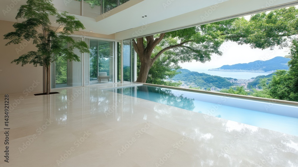 Fototapeta premium Modern home with indoor-outdoor pool