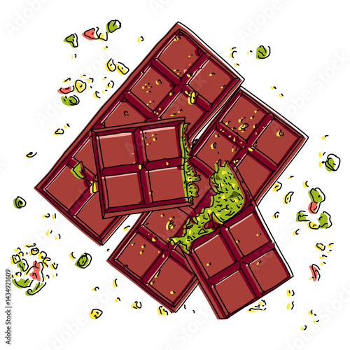 Stack of Dubai Chocolate Slices and a Whole Bar