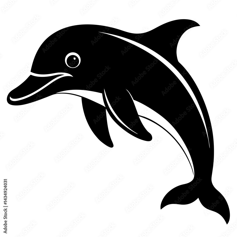 Fototapeta premium Dolphin head silhouette vector on white background 