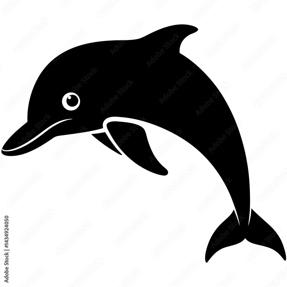 Obraz premium Dolphin head silhouette vector on white background 