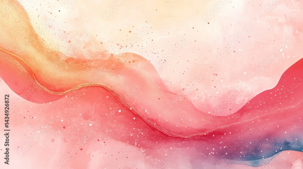 Fototapeta premium Abstract Watercolor Background with Soft Pink and Gold Hues
