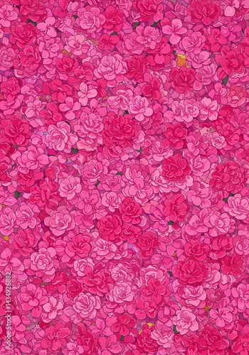 Pink Bloom: A Hand-Drawn Tapestry AI Generated