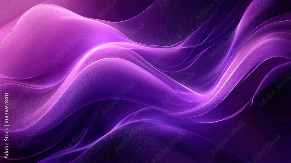 Obraz premium Abstract purple and pink light waves flowing on a dark background.