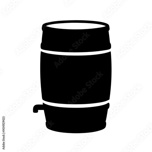 Silhouette of a Wooden Barrel with Spigot,Ideal for Beverages and Drinks on a transparent background