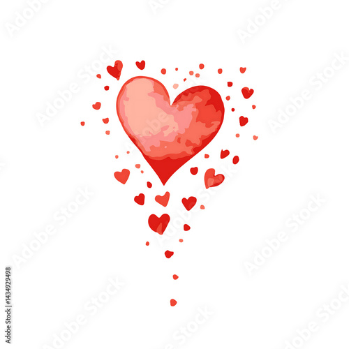 A large red heart with a watercolor texture clipart