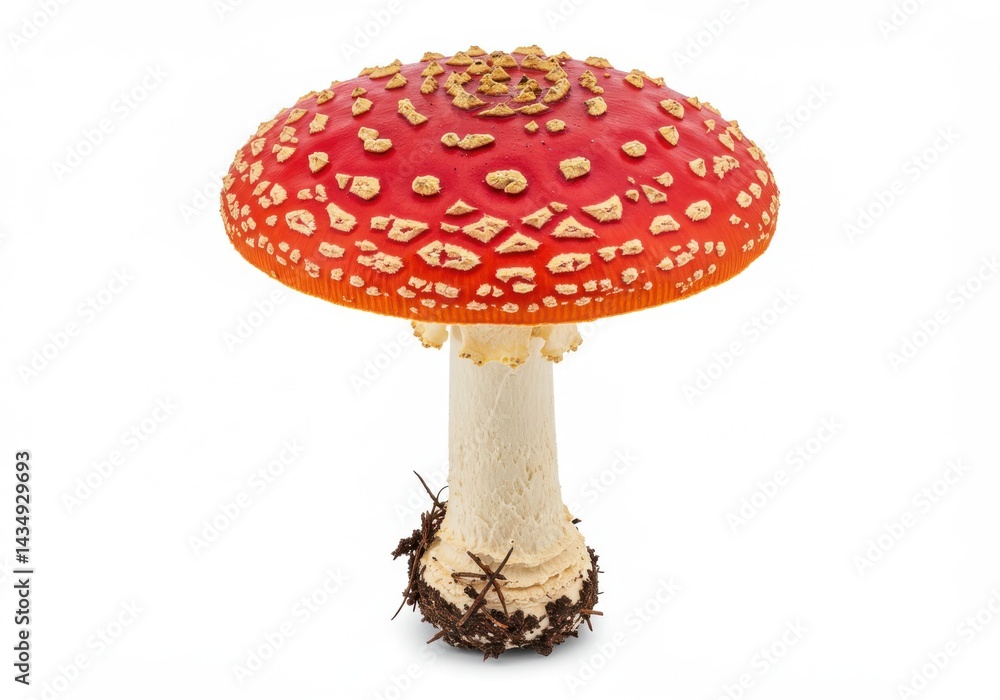 Obraz premium A single fly agaric mushroom isolated on white background
