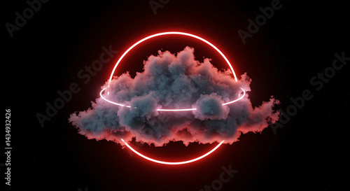 3d render, abstract futuristic neon background with glowing ascending lines. Fantastic wallpaper
