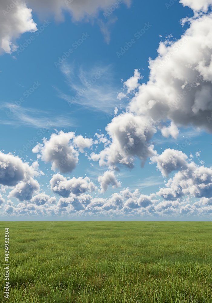 Obraz premium Skybound Meadow: A 3D Render of Tranquil Beauty AI Generated