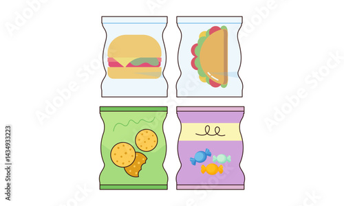 Snacks and junk food logo set
