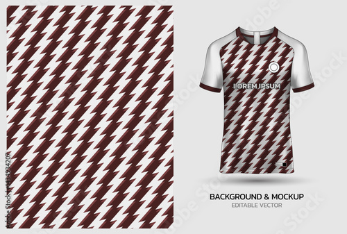Jersey mockup and background pattern design. Uniform front view jersey and sublimation templates for soccer, football, volleyball, badminton, e-sports, casual