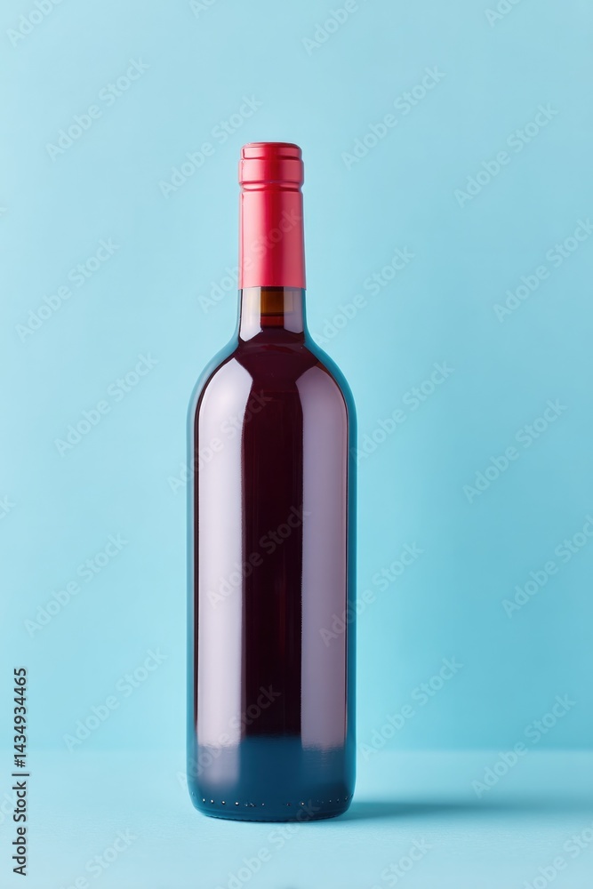bottle of red wine elegantly placed on smooth solid color background bottle of red wine elegantly placed on smooth solid color background