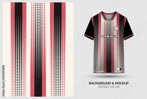 Jersey mockup and background pattern design. Uniform front view jersey and sublimation templates for soccer, football, volleyball, badminton, e-sports, casual