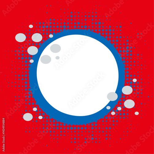 大阪EXPO万博スタイルの青と赤とグレーのイラストフレームベクター背景11