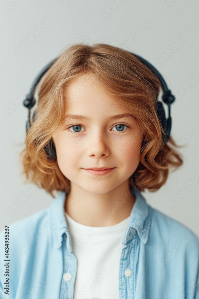 child headset on records content for channel with unfocused background child headset on records content for channel with unfocused background