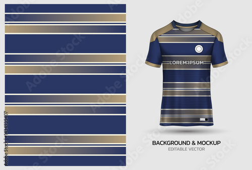 Jersey mockup and background pattern design. Uniform front view jersey and sublimation templates for soccer, football, volleyball, badminton, e-sports, casual