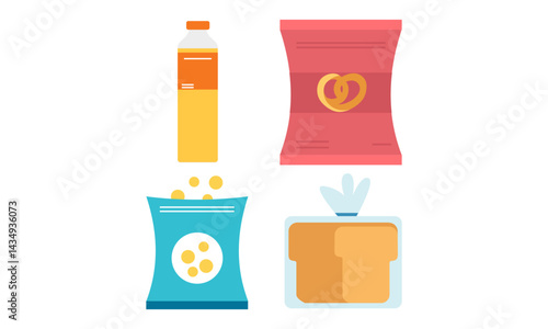Snacks and junk food logo set
