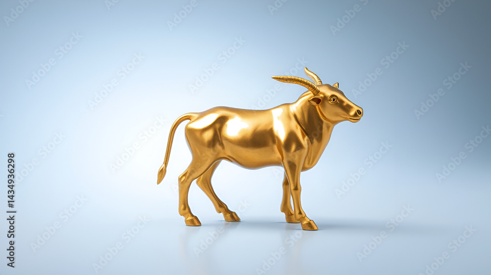 Obraz premium Golden calf statue isolated on a transparent background, biblical religious idol worshipped by the Israelites in the Old Testament