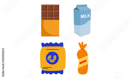 Snacks and junk food logo set