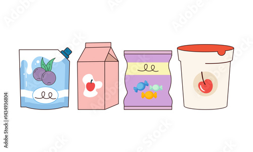 Snacks and junk food logo set