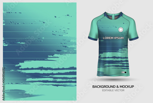 Jersey mockup and background pattern design. Uniform front view jersey and sublimation templates for soccer, football, volleyball, badminton, e-sports, casual