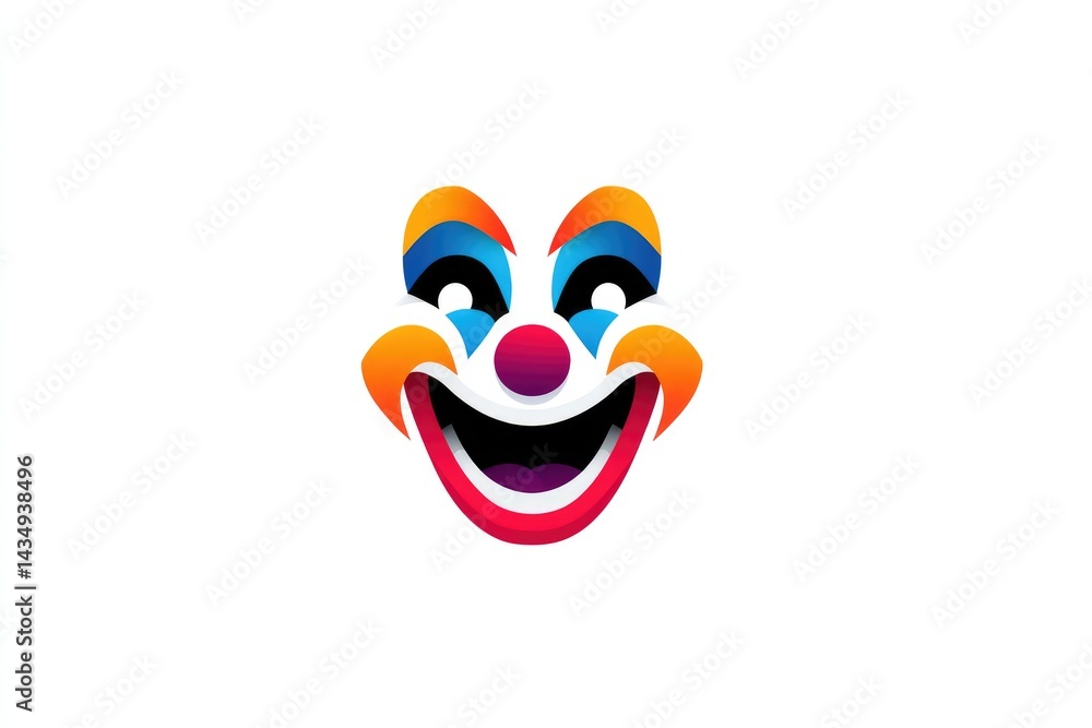 Vibrant colorful clown face graphic design. Vibrant colorful clown face graphic design.