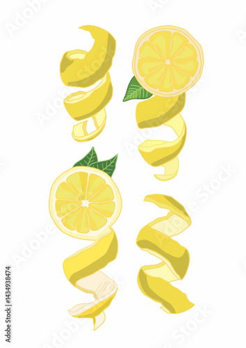 Illustration of a peeled lemon
