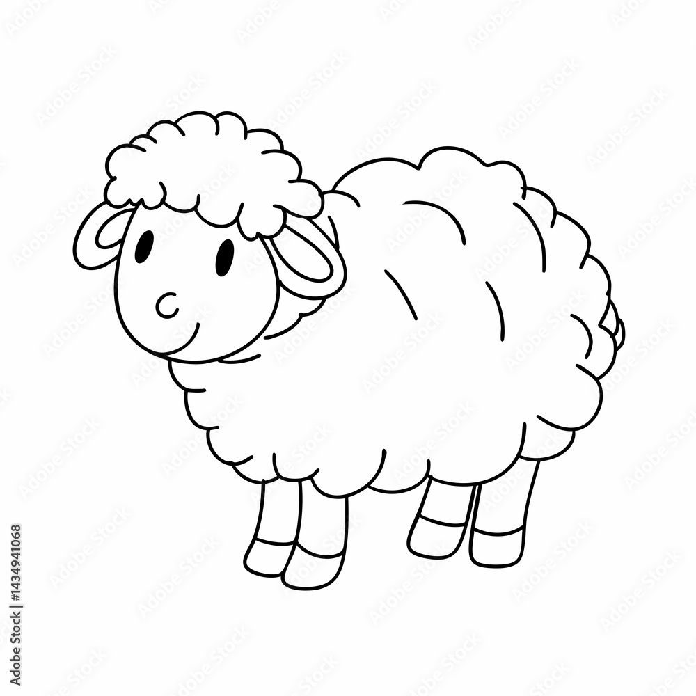 Sheep seamless set on white background. Sketch of sheep on white board. Line art of animal Sheep seamless set on white background. Sketch of sheep on white board. Line art of animal