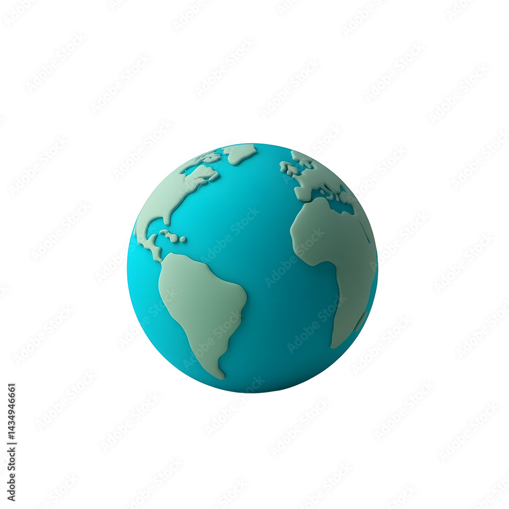 Soft blue globe icon on a white background Soft blue globe icon on a white background