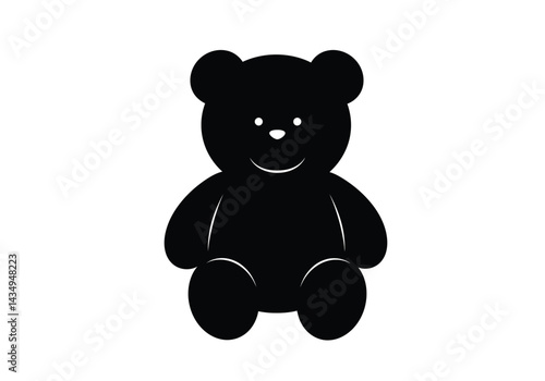 Teddy silhouette. This image depicts a black silhouette of a teddy bear, also known as a stuffed toy, in a simple and adorable design. Vector clipart illustration design.
