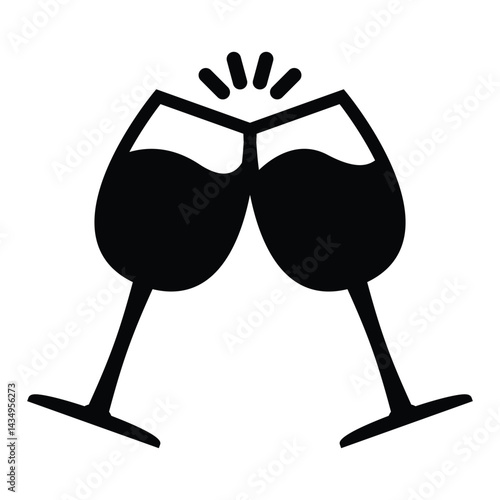 Elegant Wine Glass Vector Silhouette
