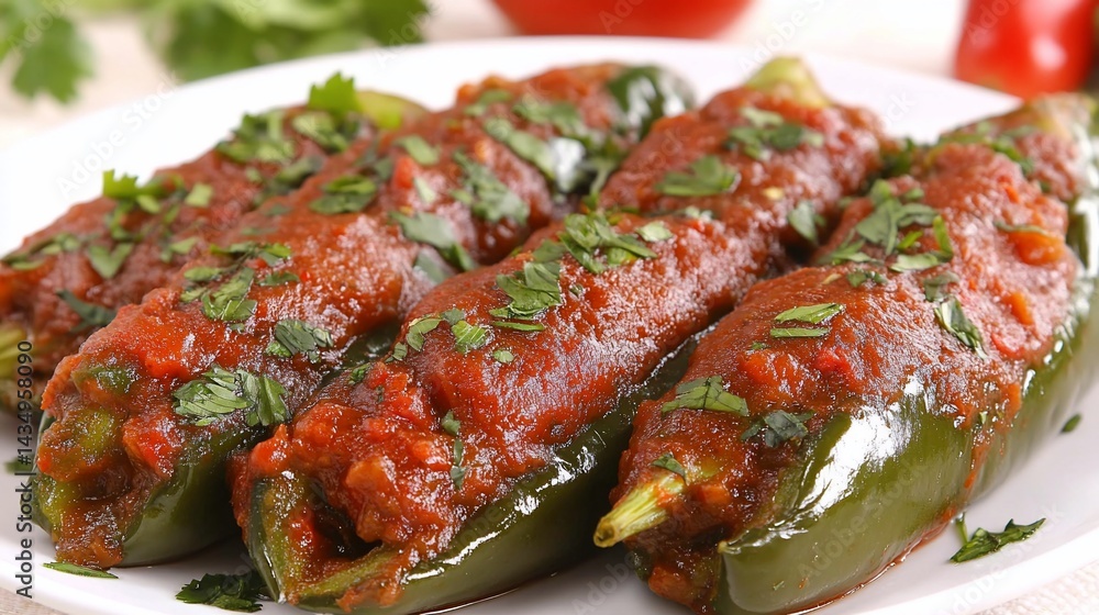 Stuffed peppers with sauce