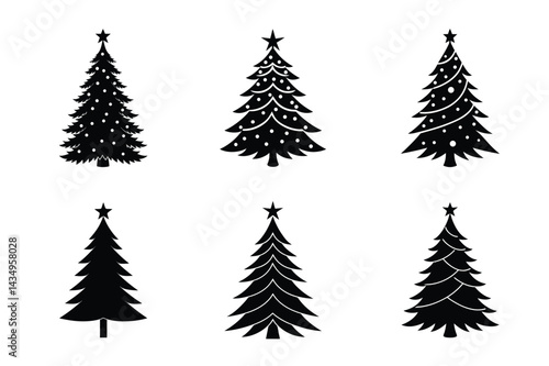 Christmas trees silhouette vector illustration 
