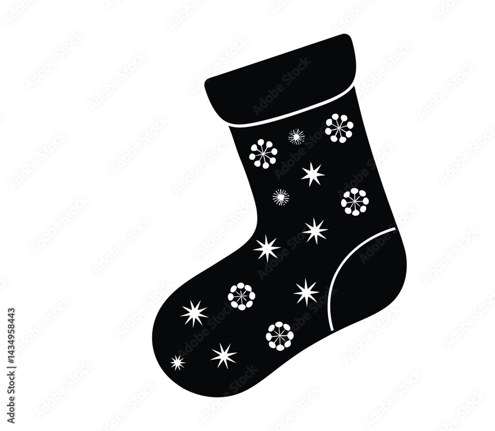  Christmas stocking  silhouette vector illustration 