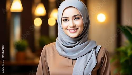 Wallpaper Mural Confident Woman in Uniform with Hijab | Professional Portrait Indoors Torontodigital.ca