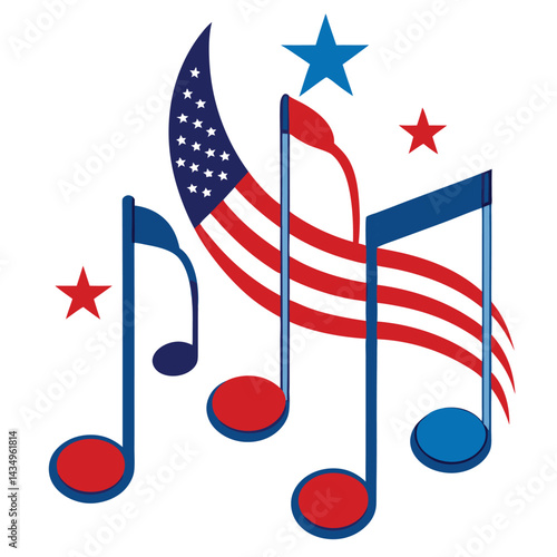 American patriotic music isolated on white background