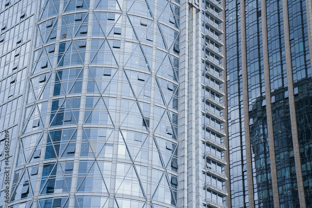 Architecture details Glass wall Modern building exterior Abstract futuristic background.