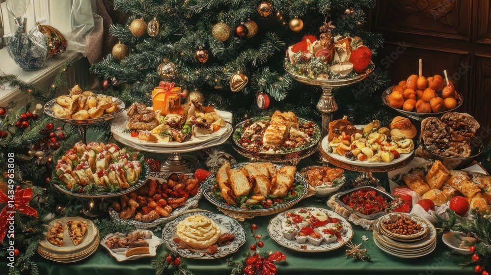 Festive Christmas buffet spread Festive Christmas buffet spread