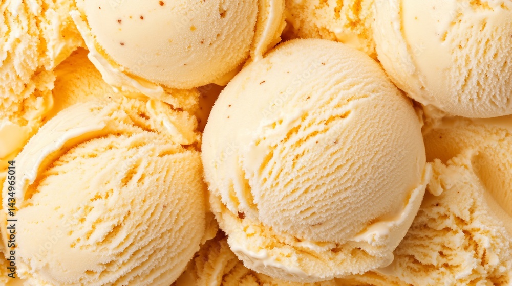 Close-up of creamy vanilla ice cream scoops